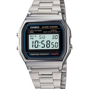 Casio Vintage A-158WA-1Q Digital Grey Dial Unisex Watch Silver Metal Strap