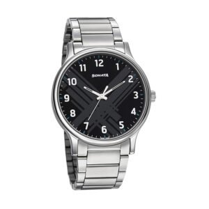 Sonata Smart Plaid Quartz Analog Black