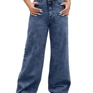 AUSK women’s relaxed fit high rise jeans, oversized baggy denim for casual everyday wear