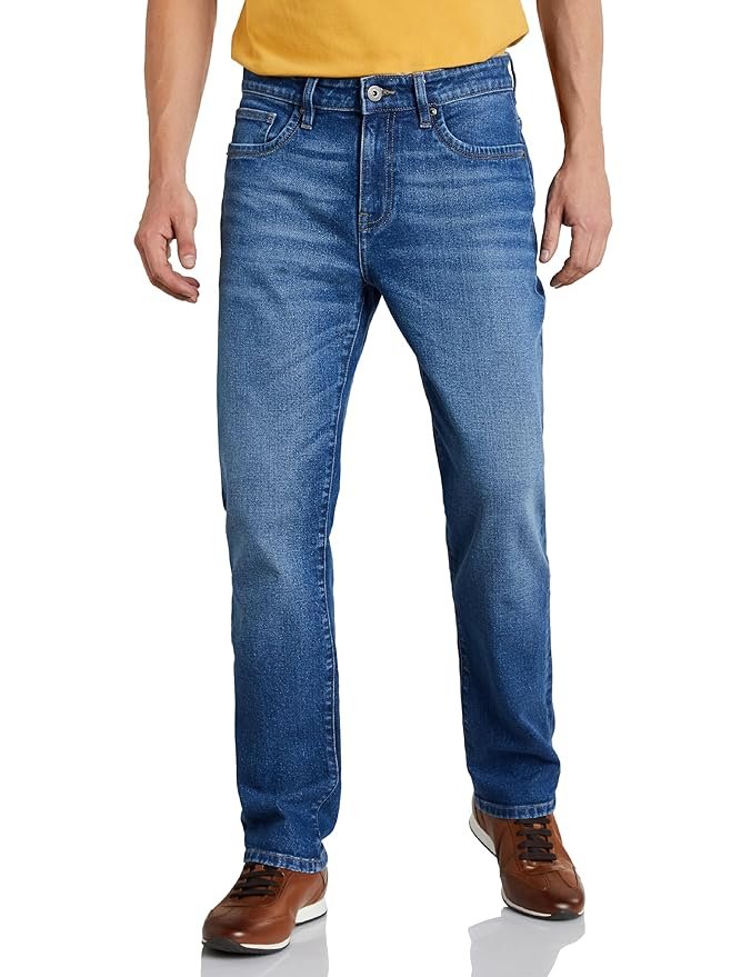 Symbol Premium Men’s Cotton Stretch Jeans with tapered fit, mid‑rise waist, and durable stretch fabric, offering comfort and style for everyday wear.
