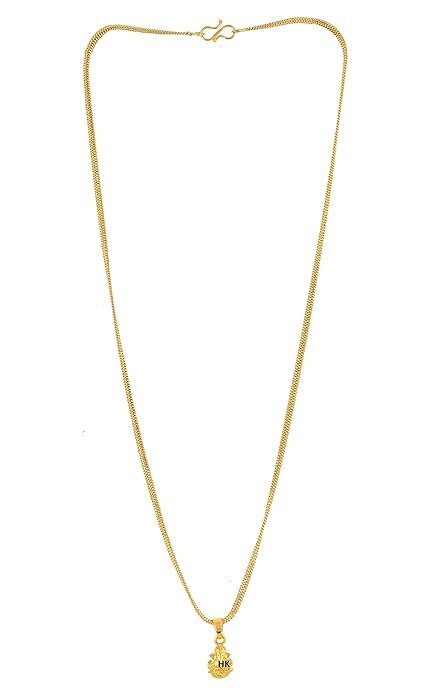 Modern Ganesh pendant necklace by Handicraft Kottage, gold plated brass chain, stylish accessory, waterproof, anti‑tarnish, ideal for men, women, and kids.