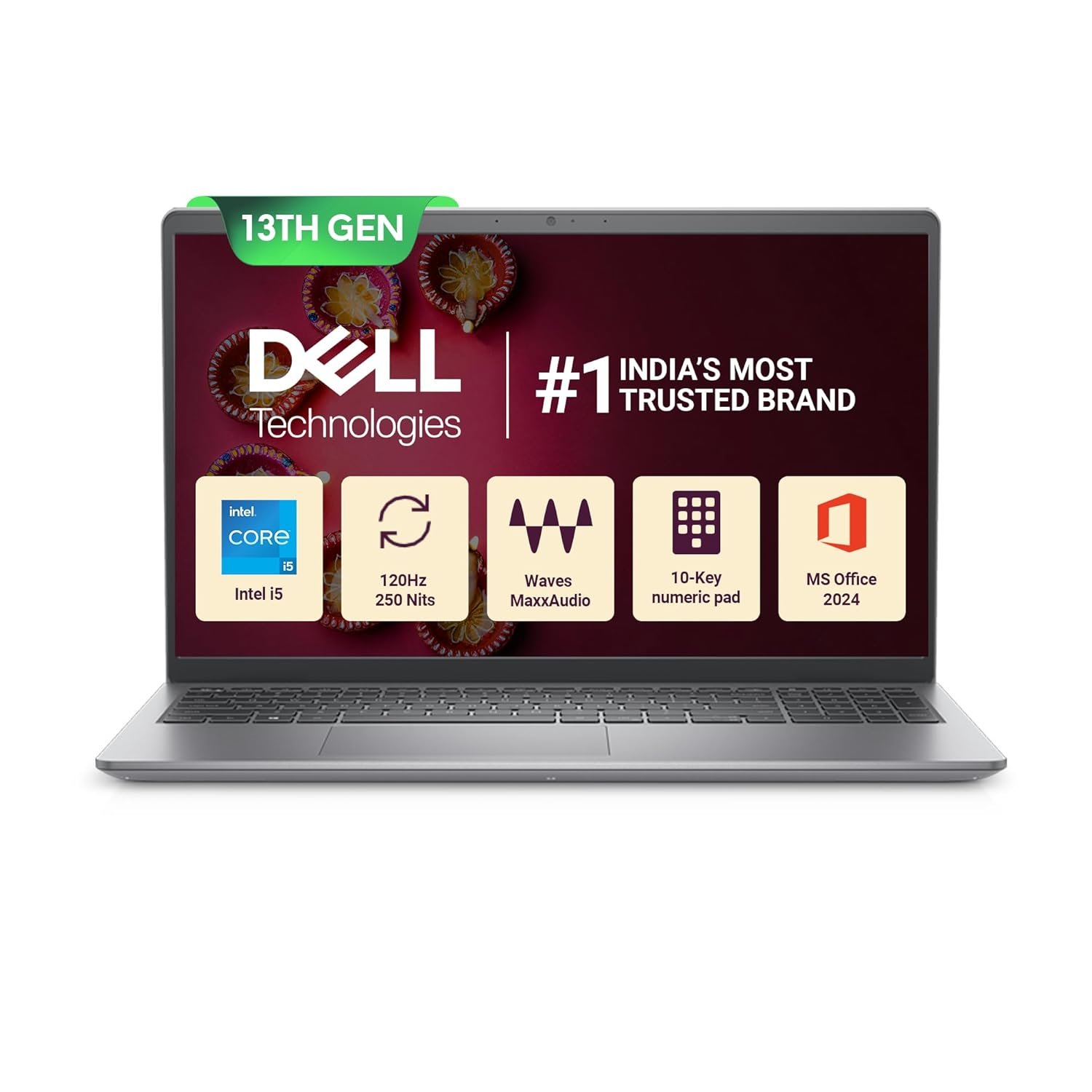 Dell Vostro 3530 laptop with 13th Gen Intel Core i5, 16GB DDR4 RAM, 512GB SSD, FHD anti‑glare 15.6″ display, Windows 11, Office 2024.