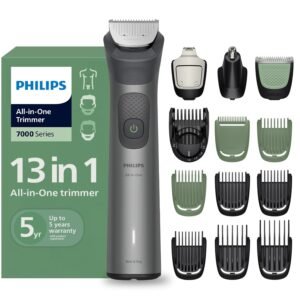 Philips trimmer with precision blades, ergonomic grip, and rechargeable battery, designed for men’s grooming, beard styling, and effortless trimming at home
