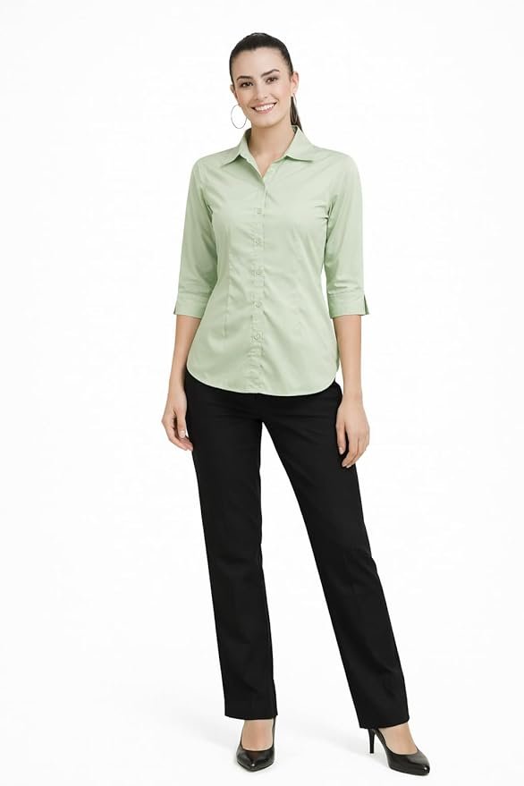 Elegant and durable, Skyla women’s shirt features breathable fabric, western design, and regular fit.
