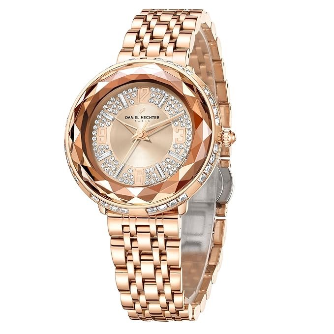 Daniel Hechter Paris women’s analog watch with diamond cut glass dial and stainless steel strap, elegant design from Palais‑Royal Collection.