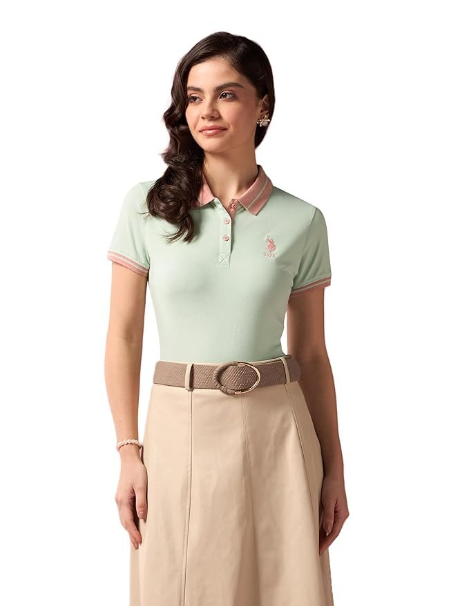 U.S. Polo ASSN. women’s cotton regular fit T‑shirt in classic design, breathable fabric, and stylish casual wear.