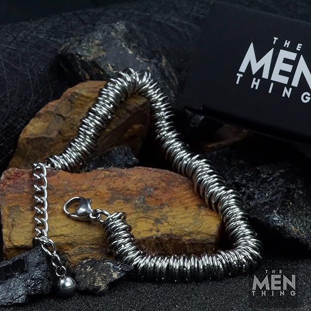 Stylish men’s titanium steel bracelet, durable and timeless accessory.
