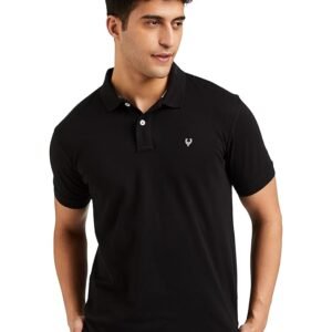 Allen Solly men’s polo t‑shirt, rich cotton blend, band collar, regular fit, stylish premium casual wear.