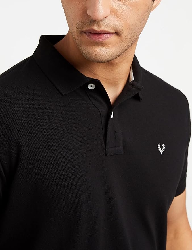 Stylish Allen Solly polo t‑shirt, premium cotton blend with band collar.