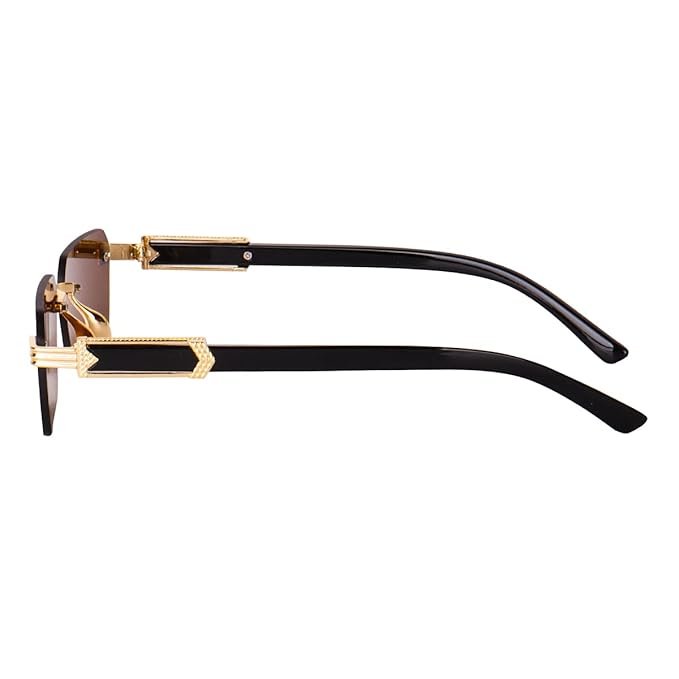 Lightweight TDervin rimless sunglasses, rectangular style for versatile fashion.