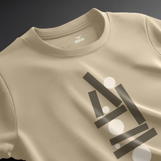 Comfortable NOBERO typography t‑shirt for men, crafted with soft cotton fabric.